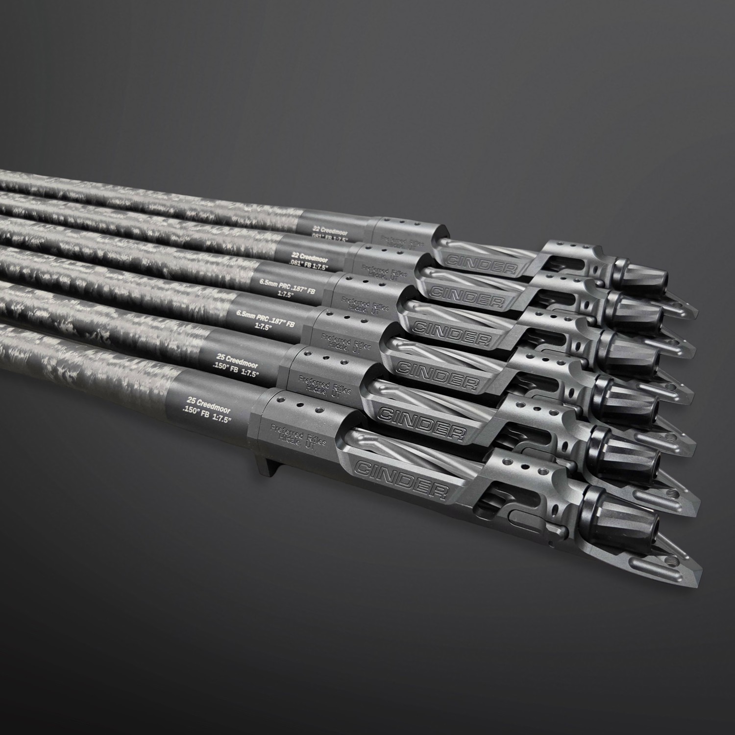Cinder Barreled Actions with Cerakote and Carbon Fiber Barrels